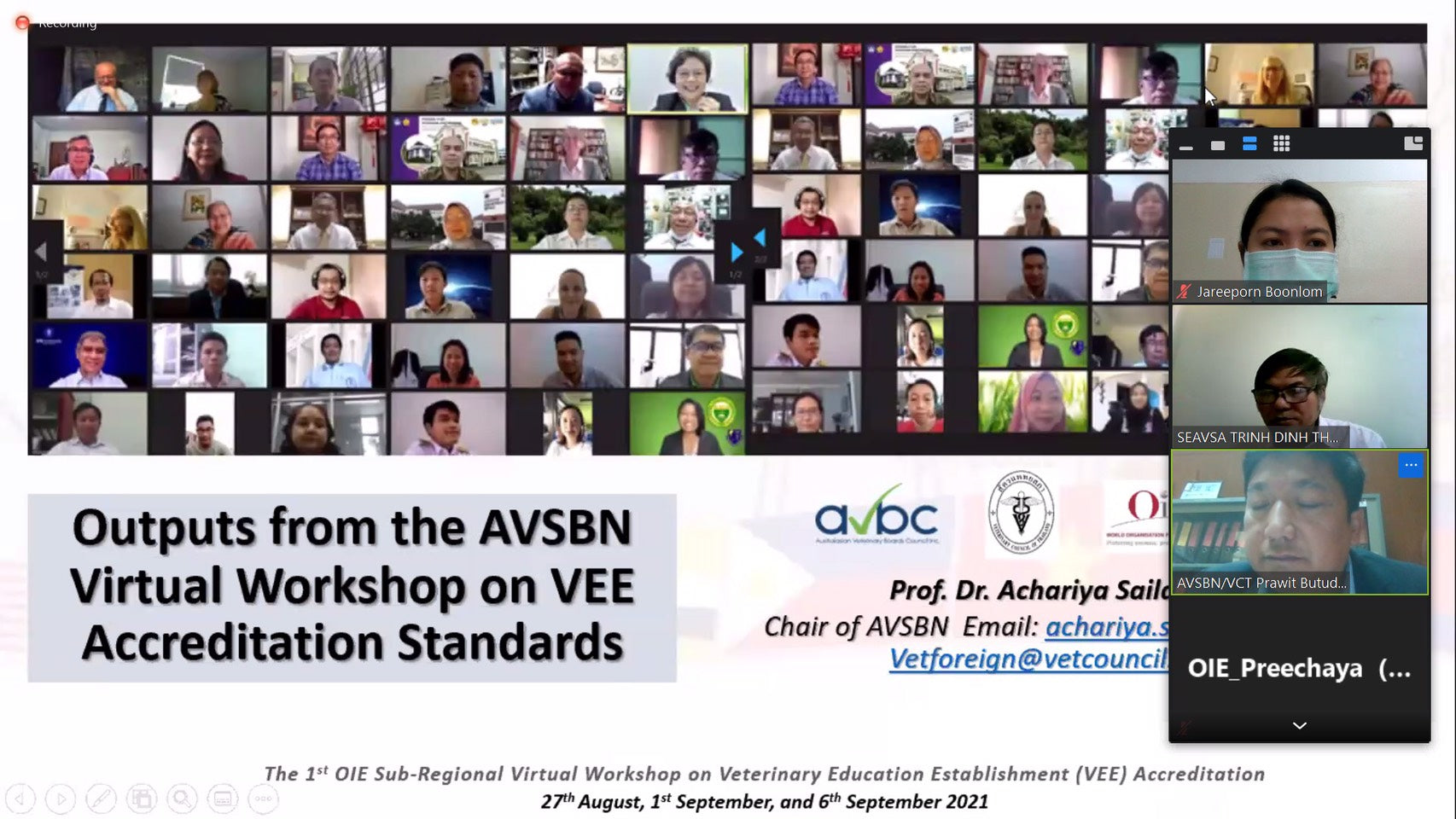 The 1st OIE Sub-Regional Virtual Workshop on Veterinary Education Establishment (VEE) Accreditation